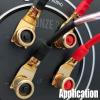 Tertullus 8 Pcs Speaker Spade Connectors Pure Copper Gold Plated Y Plug 45 Degree Screw Locking Adapter Fork Spade Plugs for Speaker Wire DIY(with Allen Wrench+Heat Shrink Tubing) view 2