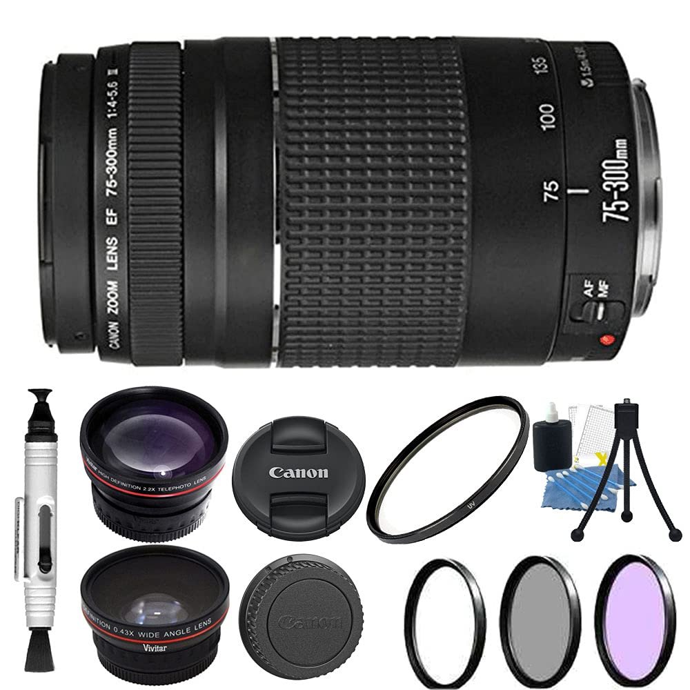 Telephoto EF 75-300mm f/4-5.6 III Import Model Lens + Accessory Kit