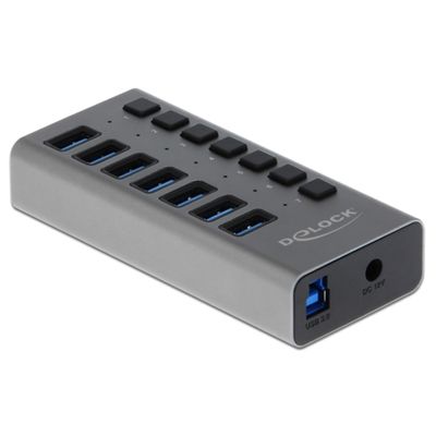 Delock External SuperSpeed USB Hub with 7 Ports + Switch