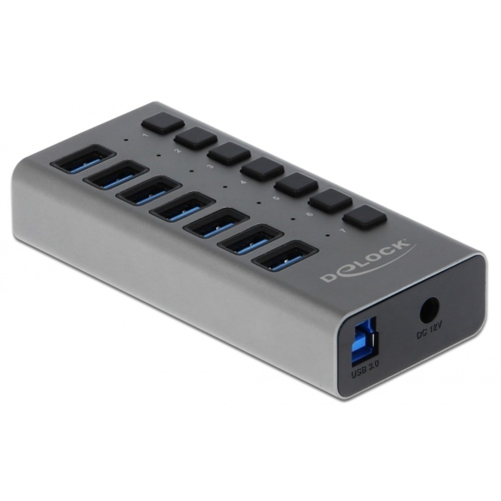 Delock External SuperSpeed USB Hub with 7 Ports + Switch