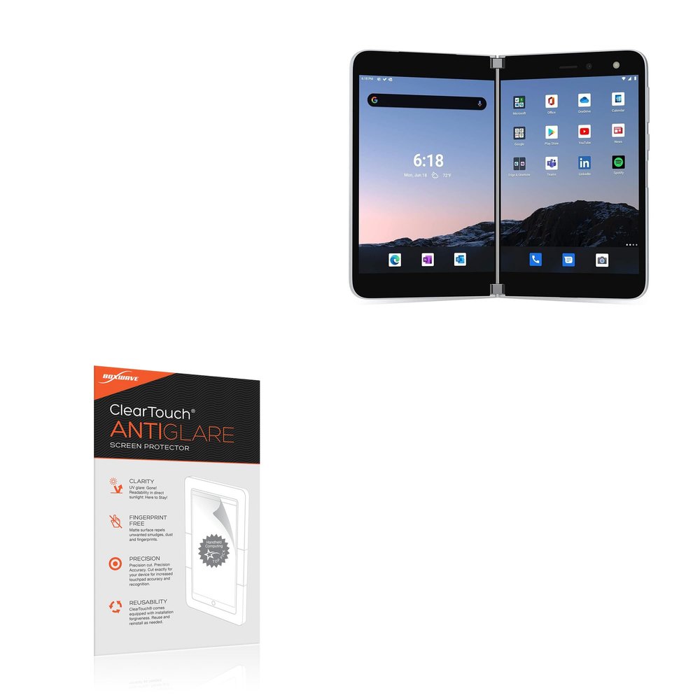 BoxWave Screen Protector Compatible With Microsoft Surface Duo - ClearTouch Anti-Glare (2-Pack), Anti-Fingerprint Matte Film Skin