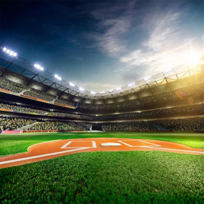 CORFOTO Fabric 5x3ft Sport Backdrop Stadium Baseball Field Hitting Area Background Softball Ball Park Scene Backdrop for Outdoor Sports Birthday Party Decorations Boys Kids Men Portrait Photo Props