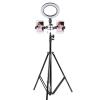 10" Selfie Ring Light with Tripod Stand & Flexible Phone Holder,Dimmable Desktop Camera Beauty Circle Lights for Live Stream/Makeup/YouTube Video/TikTok/Photography,Compatible with iPhone/Audroid. view 1