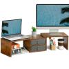 TEAMIX Dual Monitor Stand Riser with 2 Drawers - Length and Angle Adjustable 3 Shelf Monitor Riser with Storage Desk Organizer Large Monitor Stand for 2 Monitors/Laptop/PC,Screen/TV Stand Riser view 1