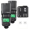 Godox 2 pcs TT600 GN60 Camera Flash Speedlite,HSS 1/8000s GN60 Master Slave Off Speedlight 0.1-2.6s Recycle Time, 2.4G X System Receiver with Godox X2T-N Wireless Flash Trigger Compatible with Nikon view 1