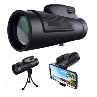 SMSOM Monocular Telescope, 12X50 High Power Prism Monocular - Waterproof Fog - Proof Shockproof Scope - BAK4 Prism FMC for Bird, Watching, Hunting, Camping, Travelling, Wildlife, Black