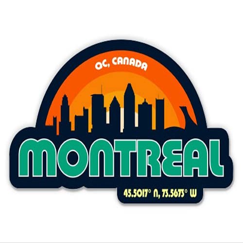 Squiddy Montreal Quebec Canada City Skyline - Vinyl Sticker for Car, Laptop, Notebook (5" Wide)