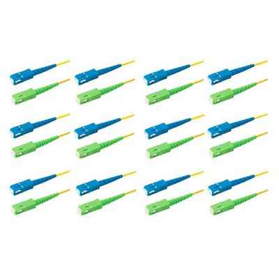 SpeedyFiberTX 12-Pack 3.5 Meter SC/APC to SC/UPC 3.0mm Simplex Yellow Riser OFNR Fiber Patch Cable, Corning SMF-28 Singlemode 9/125um OS1/OS2 Compatible Ultra Optical Fiber