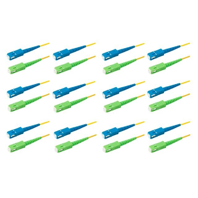 SpeedyFiberTX 12-Pack 3.5 Meter SC/APC to SC/UPC 3.0mm Simplex Yellow Riser OFNR Fiber Patch Cable, Corning SMF-28 Singlemode 9/125um OS1/OS2 Compatible Ultra Optical Fiber