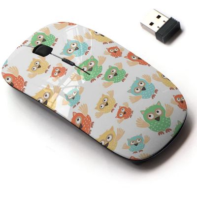 2.4G Wireless Mouse with Cute Pattern Design for All Laptops and Desktops with Nano Receiver - Cute Owls