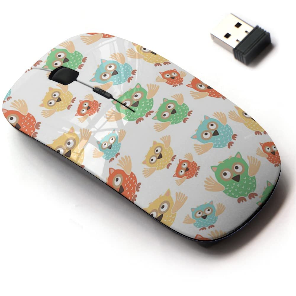 2.4G Wireless Mouse with Cute Pattern Design for All Laptops and Desktops with Nano Receiver - Cute Owls