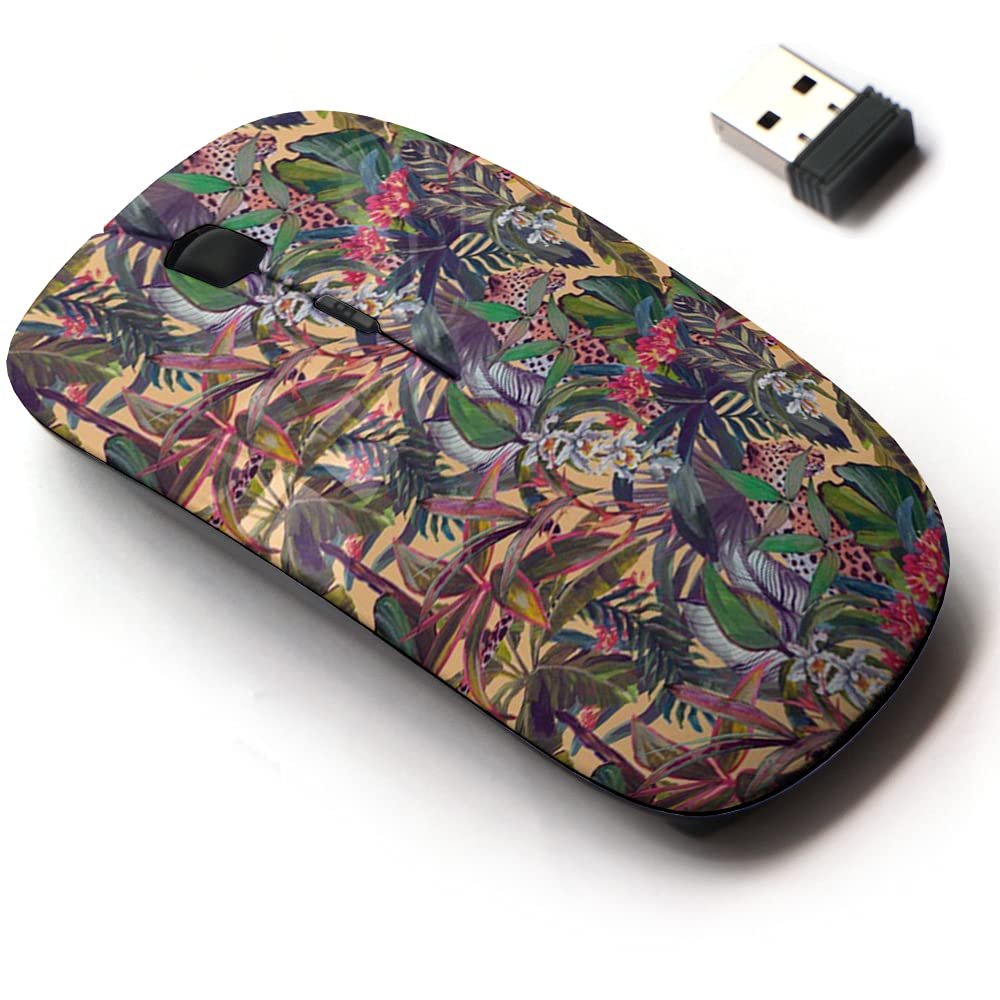 2.4G Wireless Mouse with Cute Pattern Design for All Laptops and Desktops with Nano Receiver - Flowers Banana
