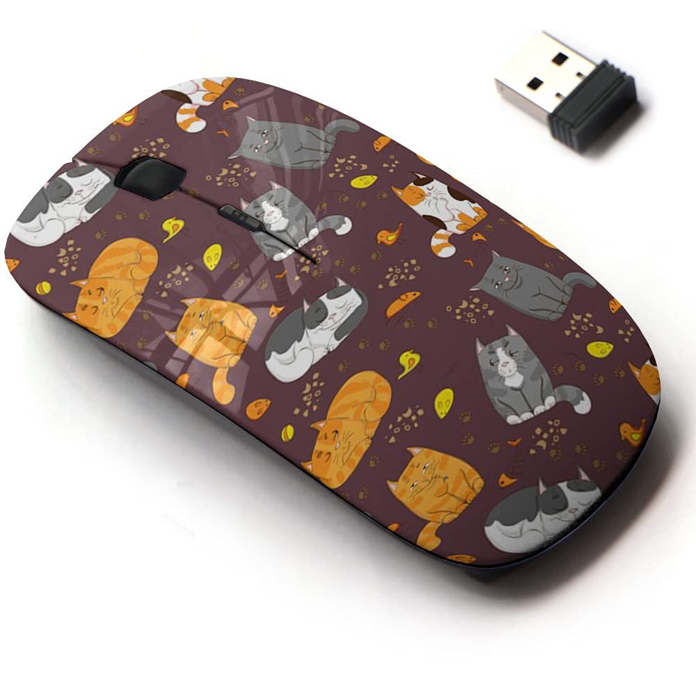 2.4G Wireless Mouse with Cute Pattern Design for All Laptops and Desktops with Nano Receiver - Cartoon Cute Cats