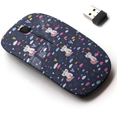 2.4G Wireless Mouse with Cute Pattern Design for All Laptops and Desktops with Nano Receiver - cat Pruple Heart