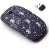 2.4G Wireless Mouse with Cute Pattern Design for All Laptops and Desktops with Nano Receiver - cat Pruple Heart view 1