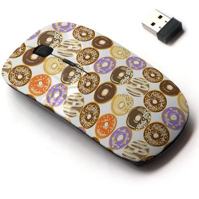 2.4G Wireless Mouse with Cute Pattern Design for All Laptops and Desktops with Nano Receiver - Different Glazed Donuts