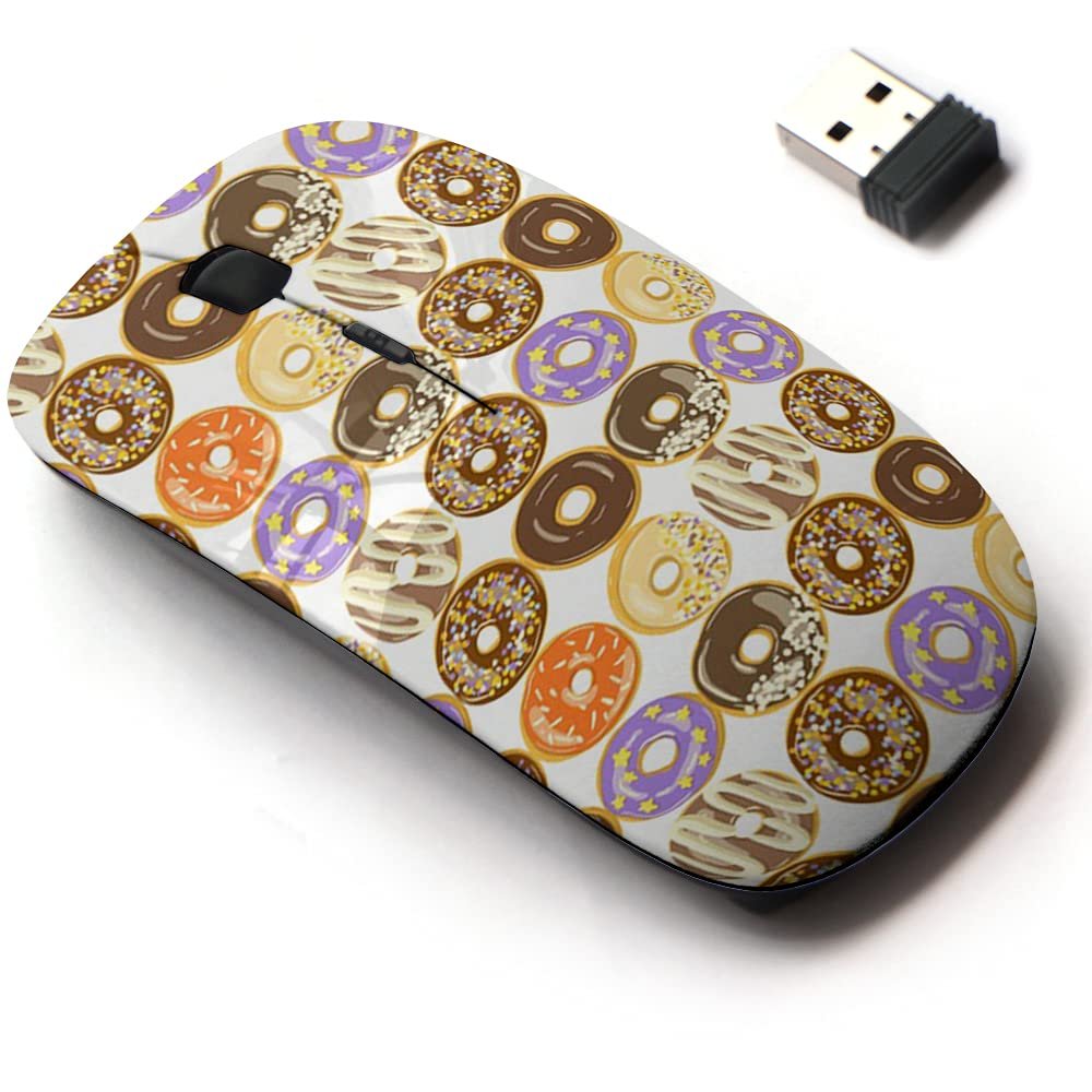 2.4G Wireless Mouse with Cute Pattern Design for All Laptops and Desktops with Nano Receiver - Different Glazed Donuts