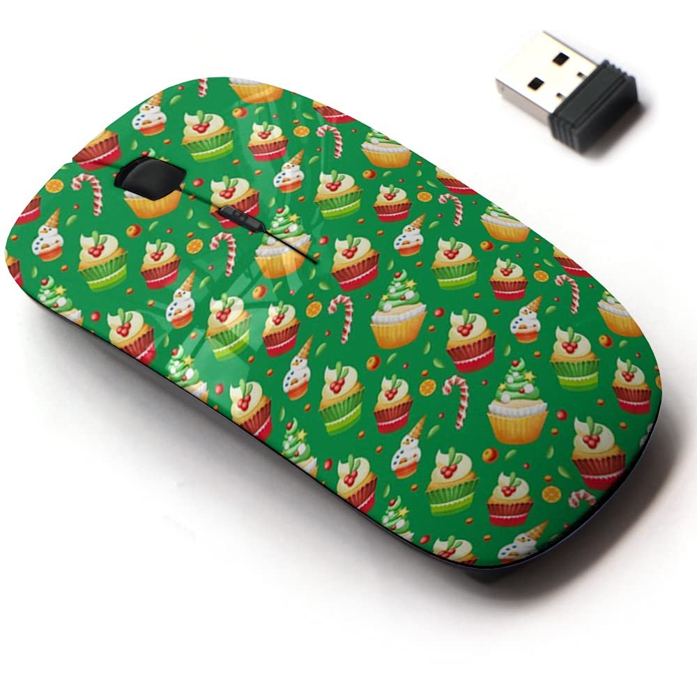 2.4G Wireless Mouse with Cute Pattern Design for All Laptops and Desktops with Nano Receiver - Christmas Prints Packaging