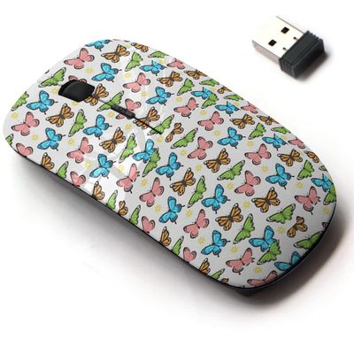2.4G Wireless Mouse with Cute Pattern Design for All Laptops and Desktops with Nano Receiver - Beautiful Butterflies
