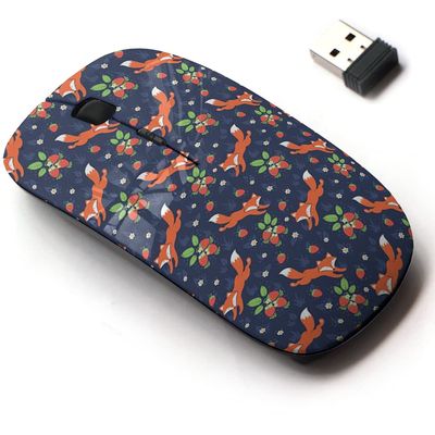 2.4G Wireless Mouse with Cute Pattern Design for All Laptops and Desktops with Nano Receiver - Foxes Strawberries Forest