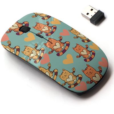 2.4G Wireless Mouse with Cute Pattern Design for All Laptops and Desktops with Nano Receiver - Consists levitation Cats