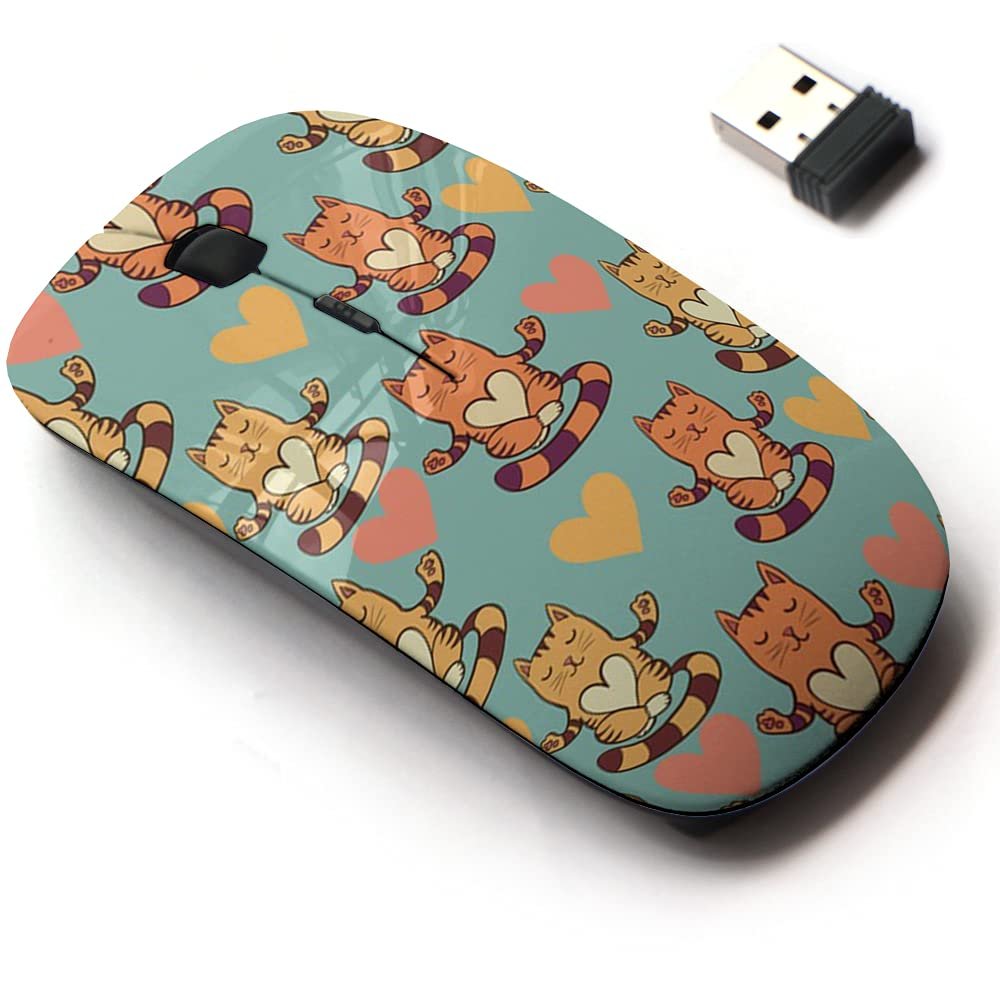 2.4G Wireless Mouse with Cute Pattern Design for All Laptops and Desktops with Nano Receiver - Consists levitation Cats