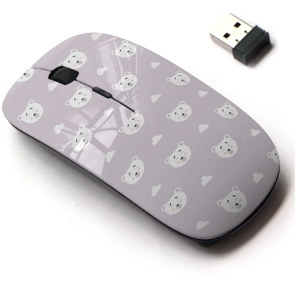 2.4G Wireless Mouse with Cute Pattern Design for All Laptops and Desktops with Nano Receiver - Bears Clouds Scandinavian