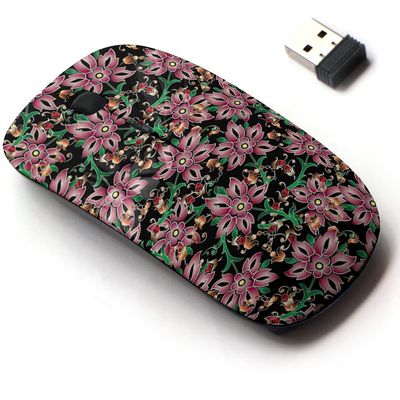 2.4G Wireless Mouse with Cute Pattern Design for All Laptops and Desktops with Nano Receiver - Floral Lily Daisy Jasmine Camellia Sunflower