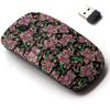 2.4G Wireless Mouse with Cute Pattern Design for All Laptops and Desktops with Nano Receiver - Floral Lily Daisy Jasmine Camellia Sunflower view 1