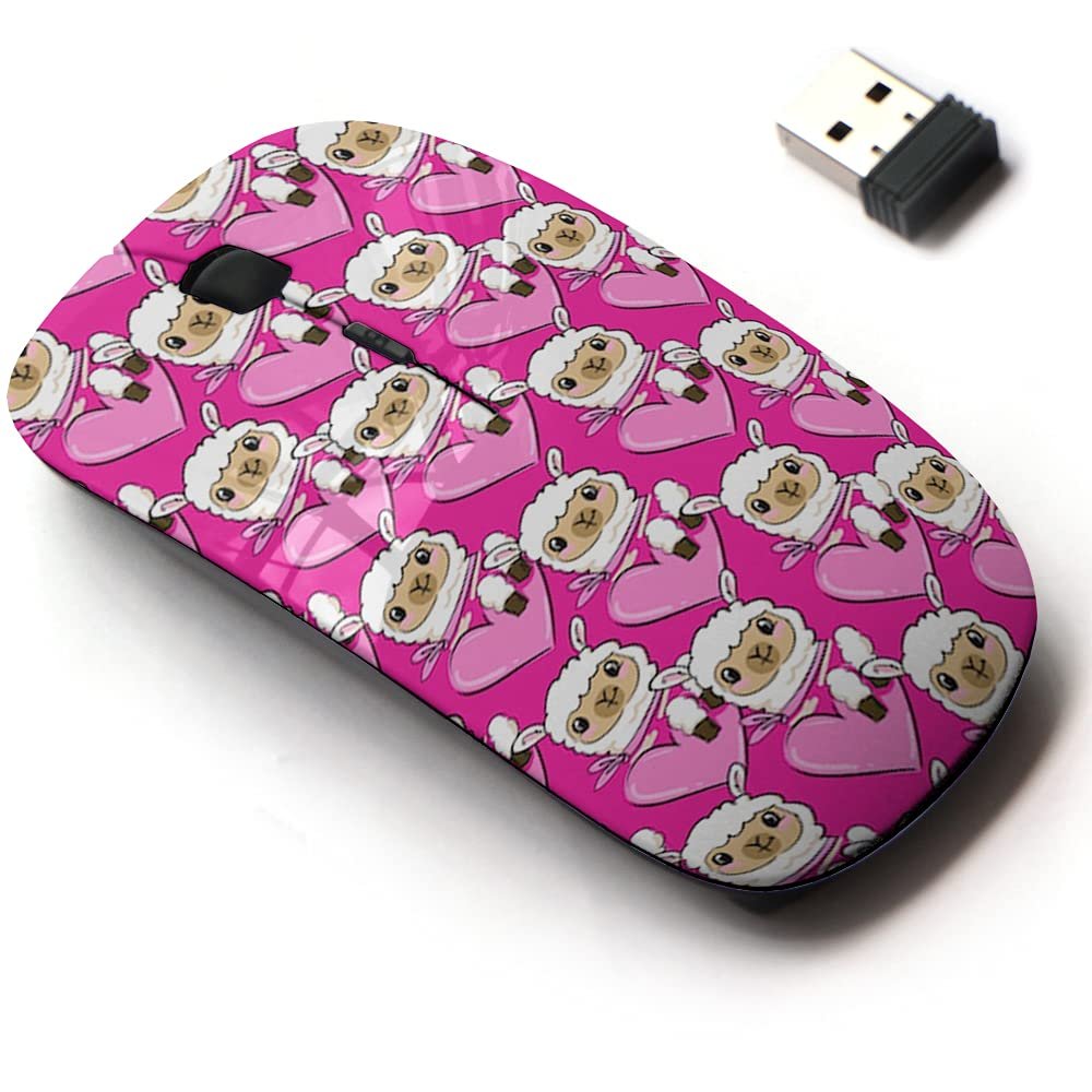 2.4G Wireless Mouse with Cute Pattern Design for All Laptops and Desktops with Nano Receiver - Drawn Cute lama Heart