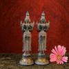 SHIVAJI ARTS Brass Deep Lakshmi Statue Home Temple, Oil Wick Diya Pair, Indian Handcrafted Deepak for Home Decor Handmade Lamp (Set of 2) view 4