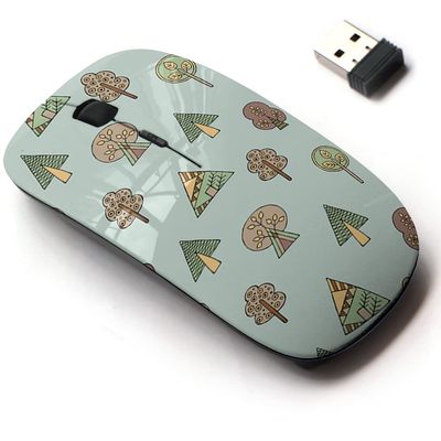 2.4G Wireless Mouse with Cute Pattern Design for All Laptops and Desktops with Nano Receiver - Decorative Trees