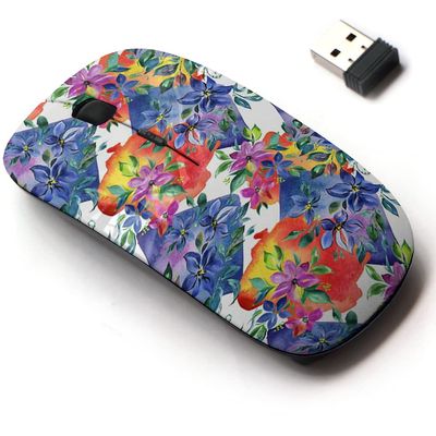 2.4G Wireless Mouse with Cute Pattern Design for All Laptops and Desktops with Nano Receiver - bouquetsforget me not