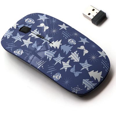 2.4G Wireless Mouse with Cute Pattern Design for All Laptops and Desktops with Nano Receiver - Christmas decorationshand Drawn