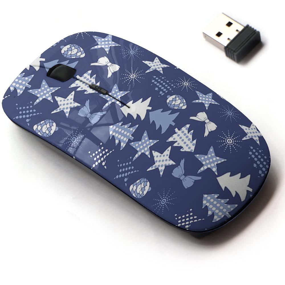 2.4G Wireless Mouse with Cute Pattern Design for All Laptops and Desktops with Nano Receiver - Christmas decorationshand Drawn