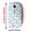 2.4G Wireless Mouse with Cute Pattern Design for All Laptops and Desktops with Nano Receiver - Cute Cartoon Pink Flamingos Blue view 2