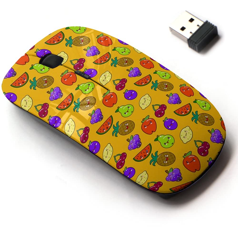 2.4G Wireless Mouse with Cute Pattern Design for All Laptops and Desktops with Nano Receiver - Colorful Cute Fruits