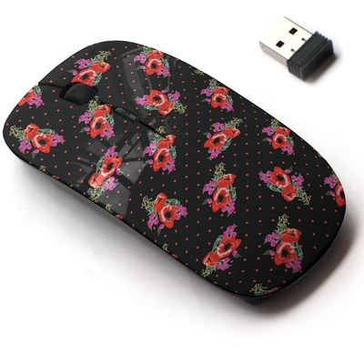 2.4G Wireless Mouse with Cute Pattern Design for All Laptops and Desktops with Nano Receiver - Flowery Bright smallscale Flowers