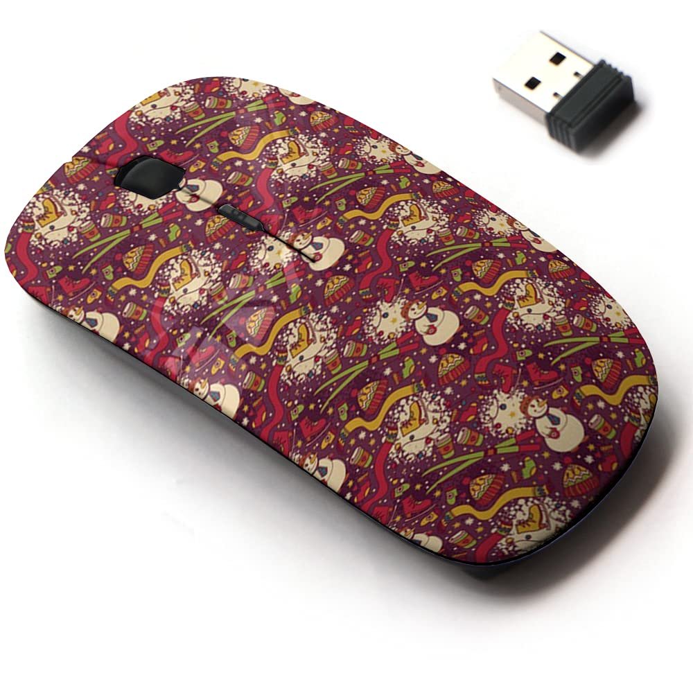 2.4G Wireless Mouse with Cute Pattern Design for All Laptops and Desktops with Nano Receiver - Cute Winter Snowman