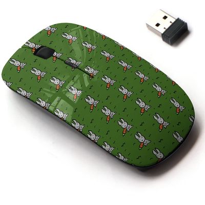 2.4G Wireless Mouse with Cute Pattern Design for All Laptops and Desktops with Nano Receiver - Cartoon Rabbit