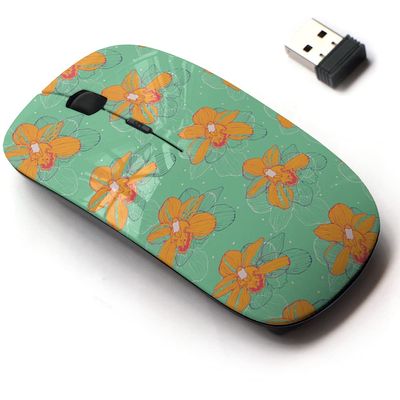 2.4G Wireless Mouse with Cute Pattern Design for All Laptops and Desktops with Nano Receiver - Bright Tropical Yellow