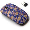 2.4G Wireless Mouse with Cute Pattern Design for All Laptops and Desktops with Nano Receiver - Blue Orange Flowers view 1