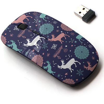 2.4G Wireless Mouse with Cute Pattern Design for All Laptops and Desktops with Nano Receiver - Christmas Trees