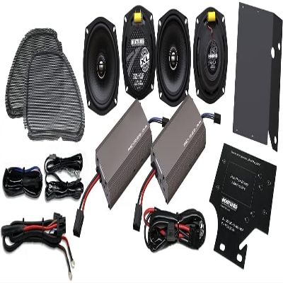 Hogtunes RG Ultra KIT-XL with 450 Watts RMS Dual Amplifiers, XL Series 5.25" Front & 5.25" Rear Speakers (4 Pack), Fits 1998-2013 Harley-Davidson Road Glide Models