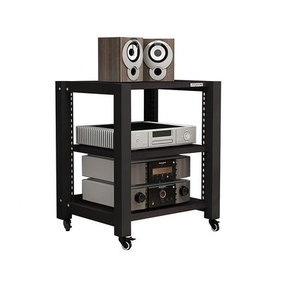 dxjsf Audio Bracket Roller TV Bracket Media Components Multi-Layer Audio Bracket Speaker Cabinet 2/3/4 Layer (Black Wood Grain) (Size : S2)