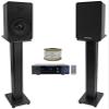 Rockville BLUAMP-150 Bundle: Bluetooth Home Stereo Amplifier, RockShelf 54B 5.25 in Bookshelf Speakers 45W RMS/180W Peak Each (360W Pair), RHTSB 36 in Stands, RCC14-100-2 Wire, 4-Items view 1