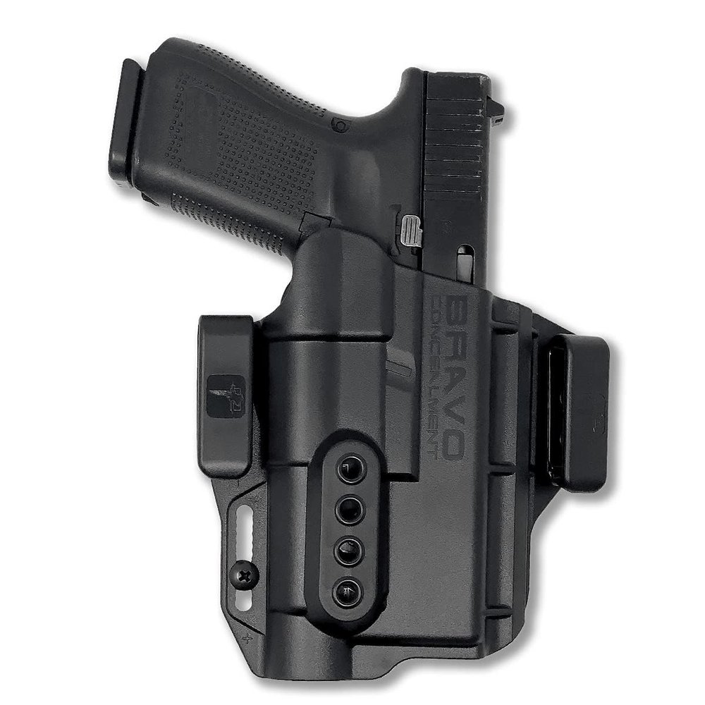 Bravo Concealment Torsion IWB Gun Holster for Glock 19/17 - with Tactical Weapon Light TLR-1 HL - Adjustable Retention, Inward Cant, and Comfortable Fit or Open or Concealed Carry