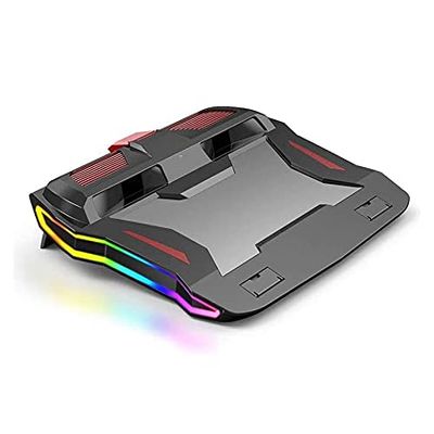SMSOM Laptop Cooling Pad, Laptop Cooling Stand with Faster Heat Dissipation, Colorful Lights, Adjustable Mount Stand, Suitable for 12-18 Inch Laptop, Black