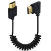 Kework 3.9ft HDMI 4K@60Hz Coiled Cable, Right Angle HDMI 2.0 Version Male to Male Adapter Spring Spiral Cord, 18Gbps High Speed, High Definition view 1