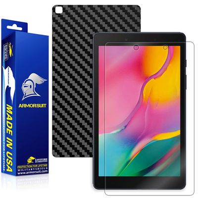 ArmorSuit MilitaryShield Black Carbon Fiber Skin Vinyl Wrap + HD Clear Screen Protector Designed for Samsung Galaxy Tab A 8.4 Inch (2021) Anti-Bubble Film - Made in USA